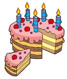 Cartoon sliced birthday cake Stock Photo