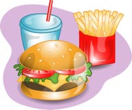 Complete cheeseburger lunch. Royalty Free Stock Image