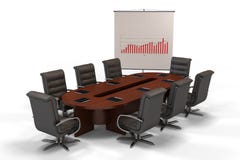 Conference table with graph on screen isolated Royalty Free Stock Photos