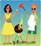 Couple at a barbecue party Royalty Free Stock Image