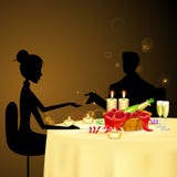 Couple taking Candle Light Dinner Royalty Free Stock Image