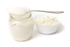 Curd and sour cream Royalty Free Stock Photography