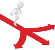 3d human running with arrow direction ways Royalty Free Stock Photography