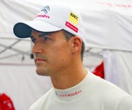 Dani Sordo am Moskau-Stadt-Laufen Stockbild