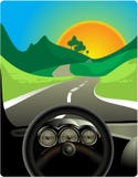 Driving on long road Stock Images