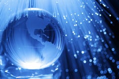 Earth & fiber optics Stock Photography