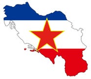 Ex Yugoslavia map and flag Stock Image