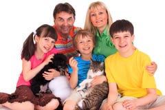 Family with pets Royalty Free Stock Images
