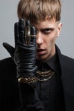 Fashionable model guy in coat and accessories Stock Images - fashionable-model-guy-coat-accessories-closeup-37943264