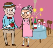 Happy old couple celebrate Valentine Royalty Free Stock Photos