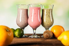 Healthy diet, protein shakes and fruits Stock Photo