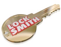 Locksmith Gold Key Word Profession Job Worker Stock Photo