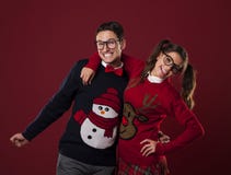 Nerds with funny sweates Stock Photography