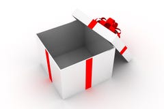 Opened present box isolated on white background Stock Photos