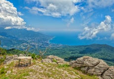 Panoramic view of Yalta city from Ai-Petri mountain. Royalty Free Stock Photos