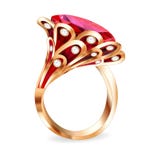 Of a piece of jewelry with a red ruby ring Stock Photo