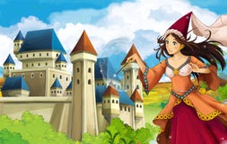 The princesses - castles - knights and fairies - Beautiful Manga Girl - illustration for the children Stock Photography