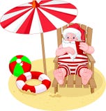 Santa Claus relaxing on the beach Royalty Free Stock Images