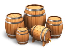 Set of wooden barrels Royalty Free Stock Images