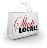 Shop Local Support Community Shopping Bag Words Stock Images