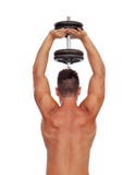 Strong man practicing back exercises with dumbbells Royalty Free Stock Photography