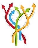 Arrows as symbol of many different ways Stock Image