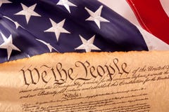 US Constitution - We The People   with USA  Flag. Royalty Free Stock Images