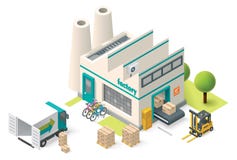 factory isometric vector clipart building illustrations vectors illustration