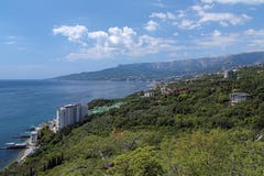 View on Yalta city and Ai-Petri mountain in Crimea, Ukraine Royalty Free Stock Photos