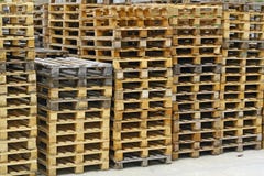 Wood pallets for the storage of the goods Stock Photos