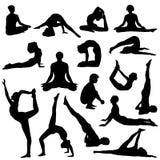 Yoga, silhouettes Stock Photography