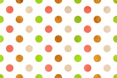 水彩绿色,桃红色和米黄圆点背景