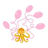 逗人喜爱的章鱼卡通人物 库存例证