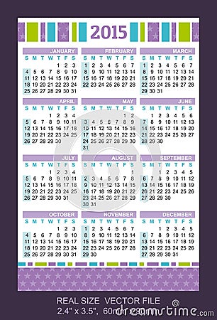 口袋日历2015年,在星期天大小的开始:2图片