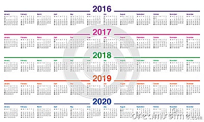 日历2016 2017 2018 2019图片