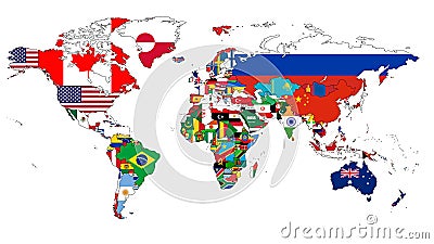 世界旗子地图图片