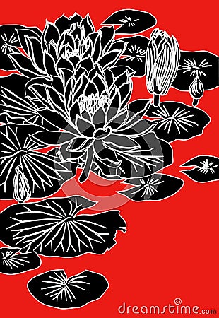 中国莲花绘画图片