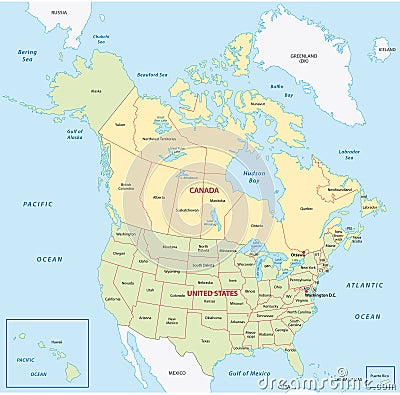 加拿大和美国的政治地图.图片