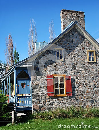 古老加拿大房子魁北克农村石头 库存图片 - 图
