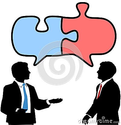 库存照片: 商业合作连接人难题谈话图片