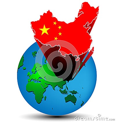 象旗子地球上的中国地图.图片