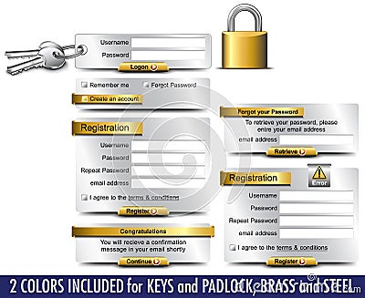 传染媒介注册接口-用户名和密码 免版税库存图
