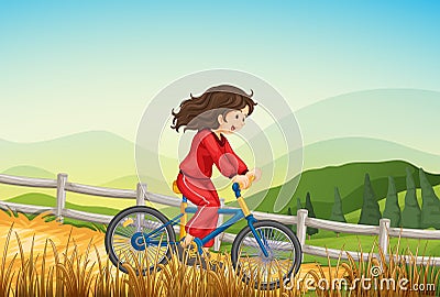 骑自行车在农场的女孩 库存图片 - 图片: 35321851