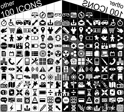 100 Black and White Web and Applications Icons