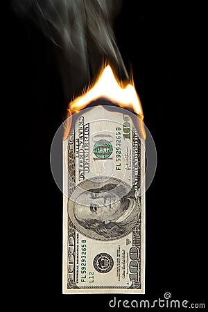 100 Dollar Bill On Fire