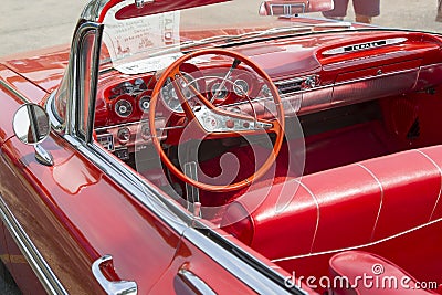 1959 Red Chevy Impala Convertible Interior