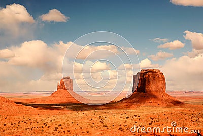 2 Buttes in Shadow in Monument Valley Arizona