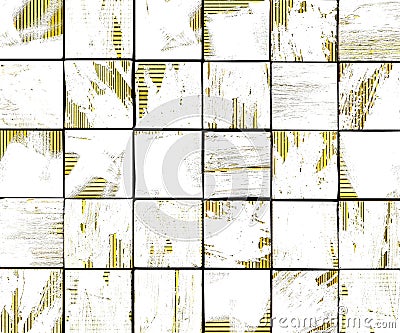 3d abstract graffiti white brush tile backdrop with yellow