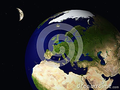 3D Earth And Moon From Space Royalty Free 