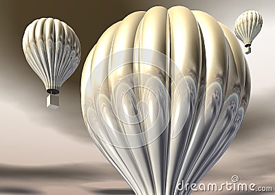 3D Gold Hot Air Balloons